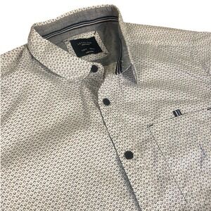 Level Ten Mens Modern Short Sleeve Button Down Shirt Geometric Diamond Print M